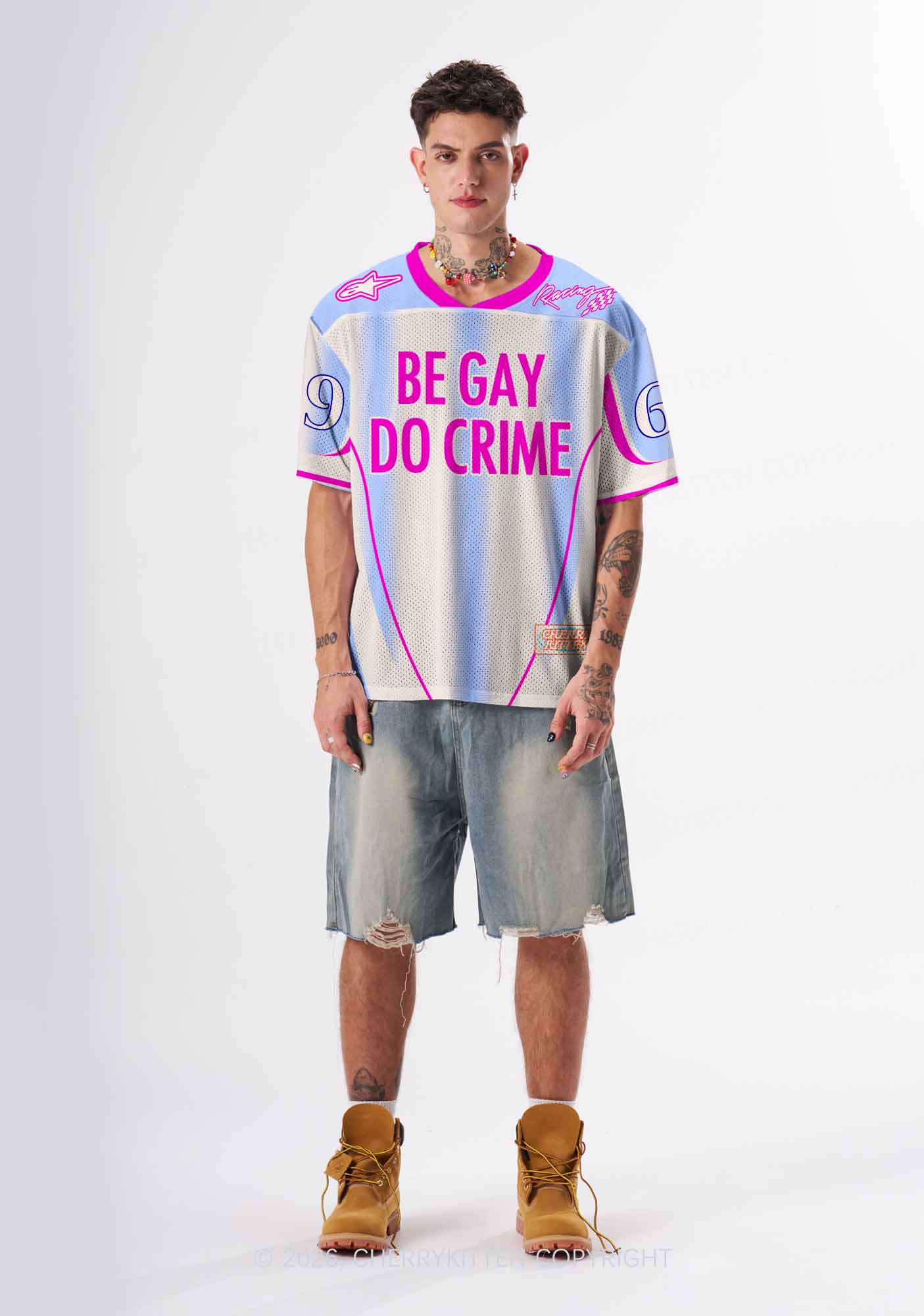 Purple Be Gay Do Crime Pride Y2K Sport Jersey Shirts Cherrykitten