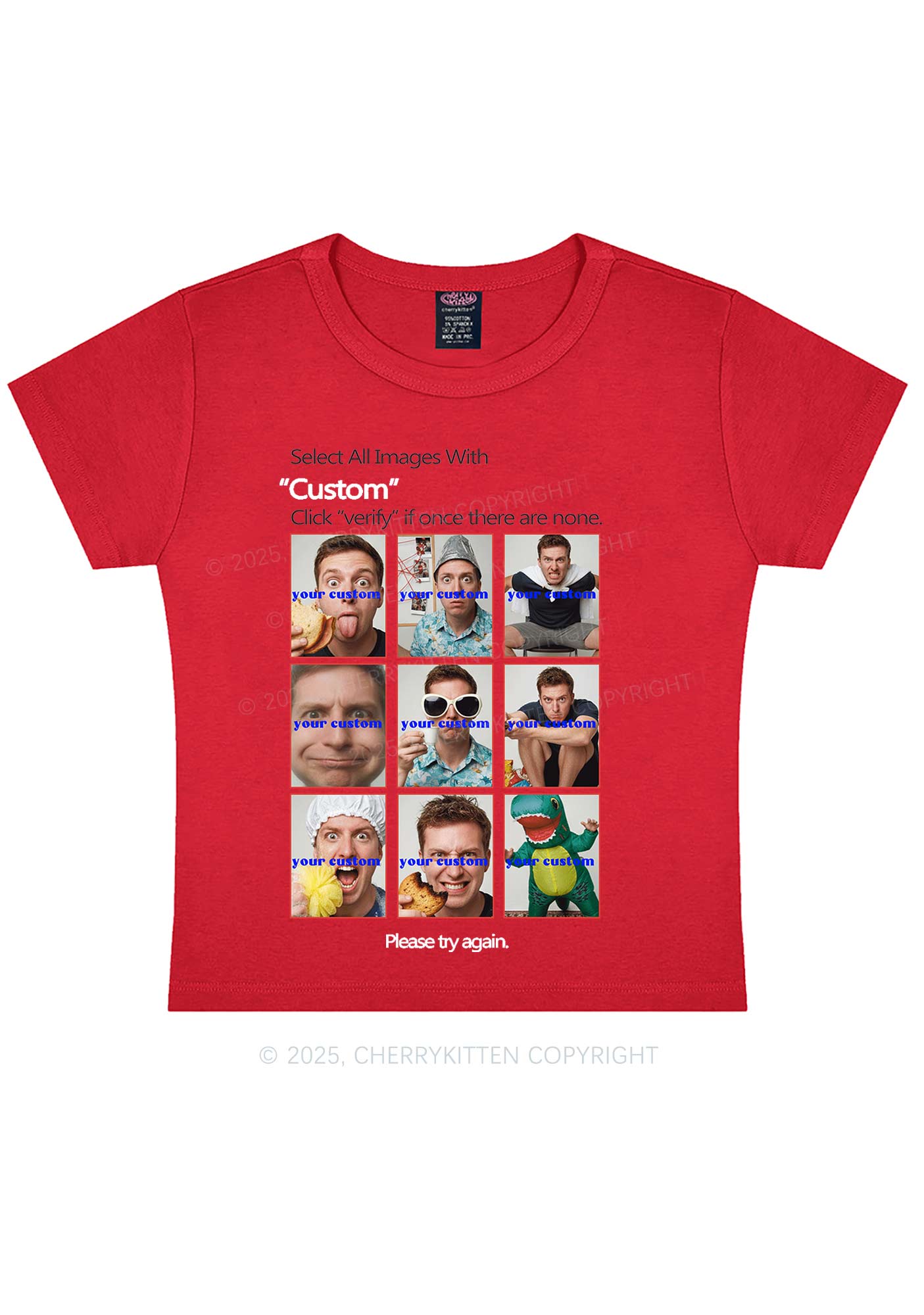 Custom Photo Verification Code Y2K Baby Tee Cherrykitten