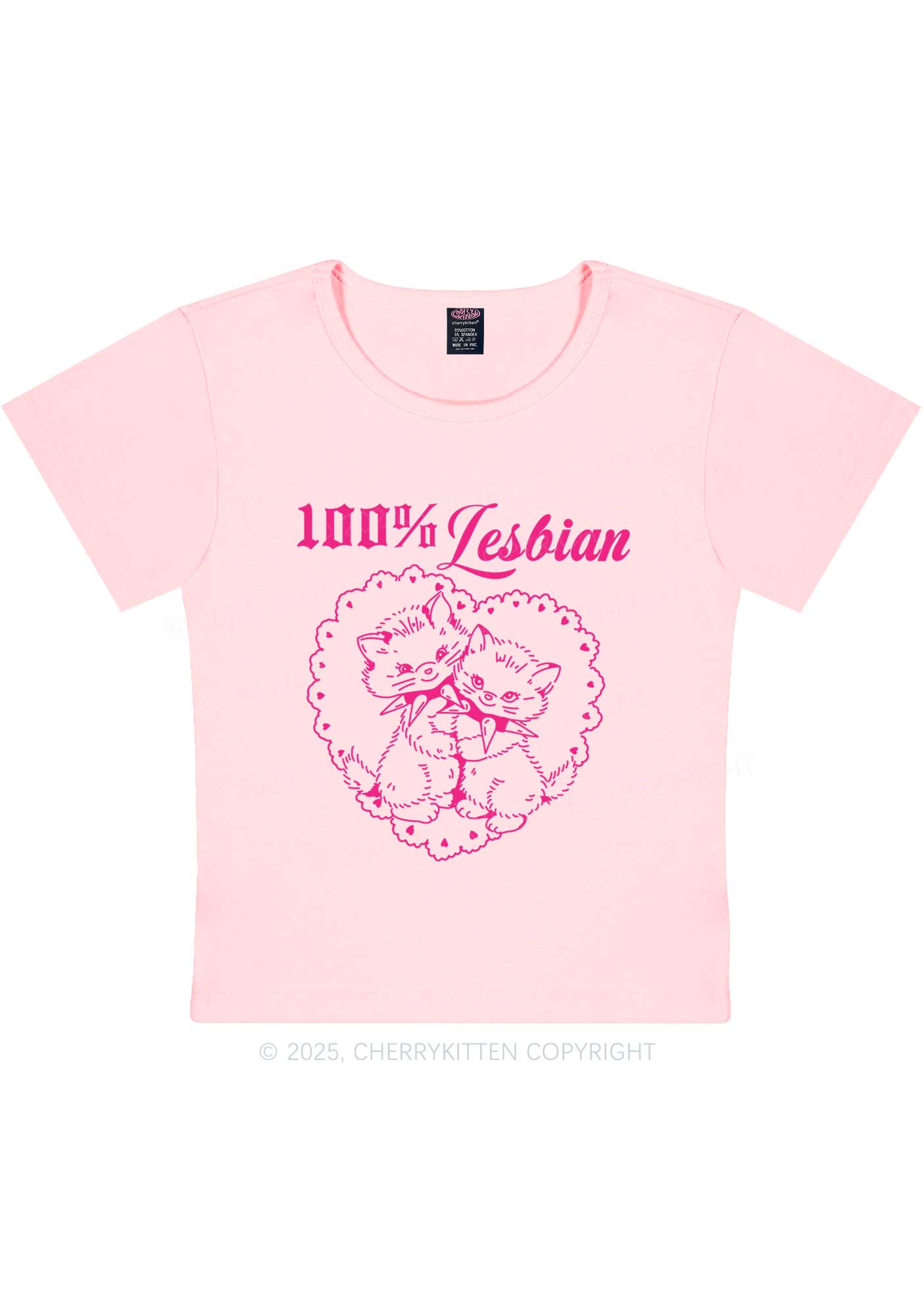 Lesbian Cats Y2K Baby Tee Cherrykitten