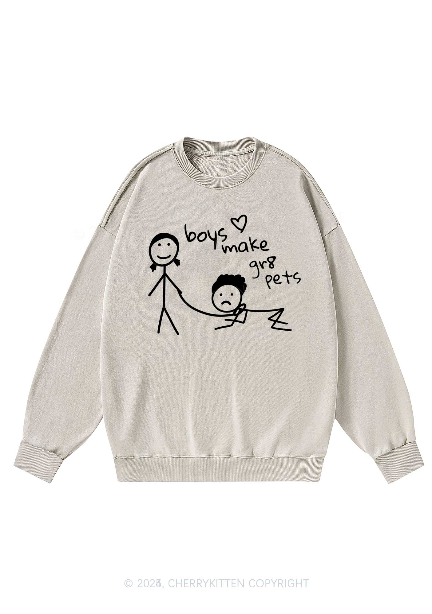 Boys Make Gr8 Pets Y2K Washed Sweatshirts Cherrykitten
