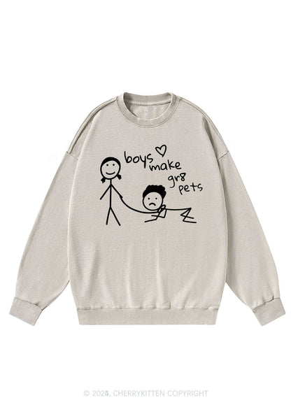 Boys Make Gr8 Pets Y2K Washed Sweatshirts Cherrykitten