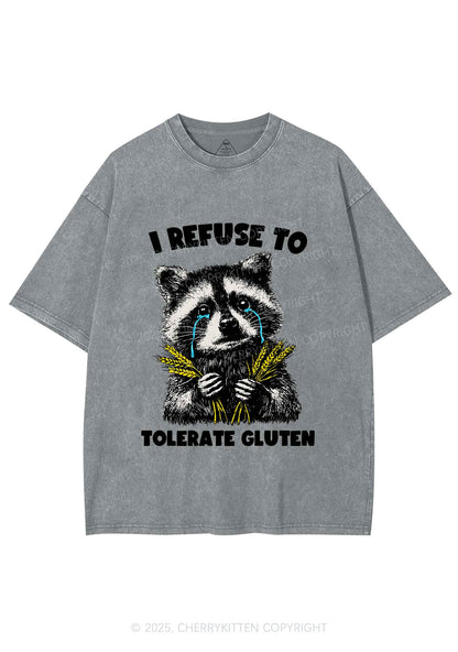 Refuse To Tolerate Gluten Y2K Shirts Washed Tee Cherrykitten