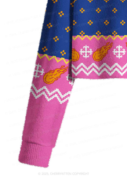 Totally Stoned Y2K Christmas Crop Knit Sweatshirt Cherrykitten