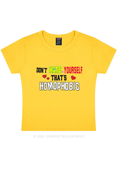 Hate Yourself Thats Homophobic Pride Y2K Baby Tee Cherrykitten