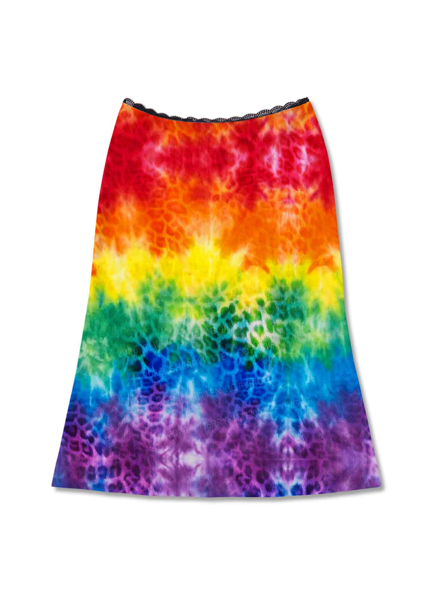 Rainbow Leopard Tie Dye Pride Y2K Print Midi Skirt Cherrykitten
