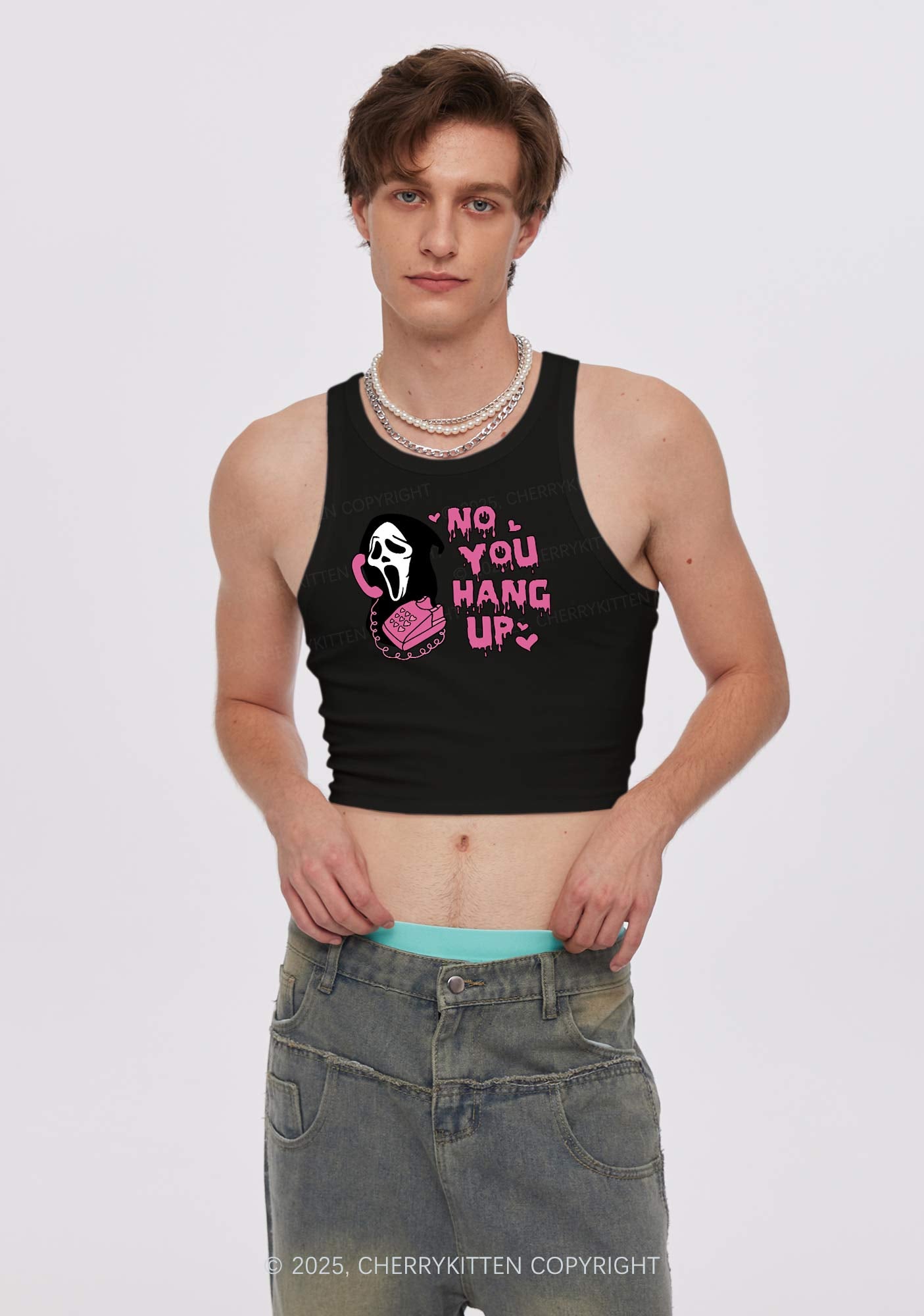Halloween No You Hang Up Y2K Crop Tank Top Cherrykitten