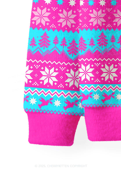 Blue Scissor Pride Y2K Christmas Cardigan Knit Sweatshirt Cherrykitten