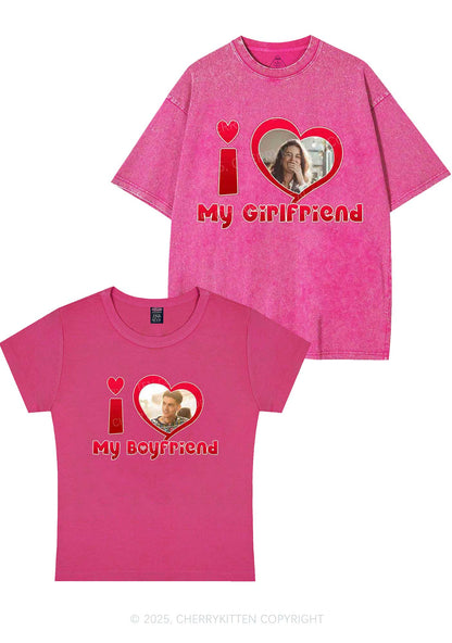 Custom BF GF Red Heart Y2K Valentine's Day Couple Shirt Cherrykitten