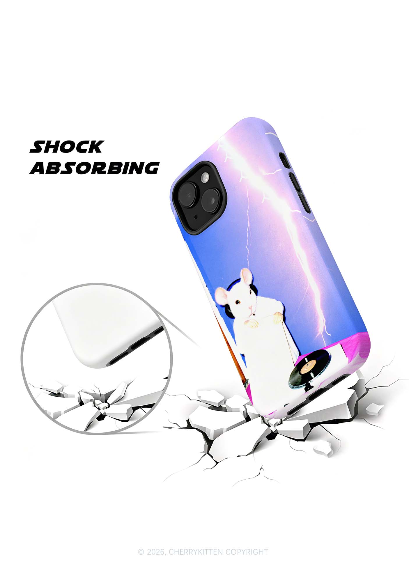 Neon Lightning DJ Rat Y2K Phone Case Cherrykitten