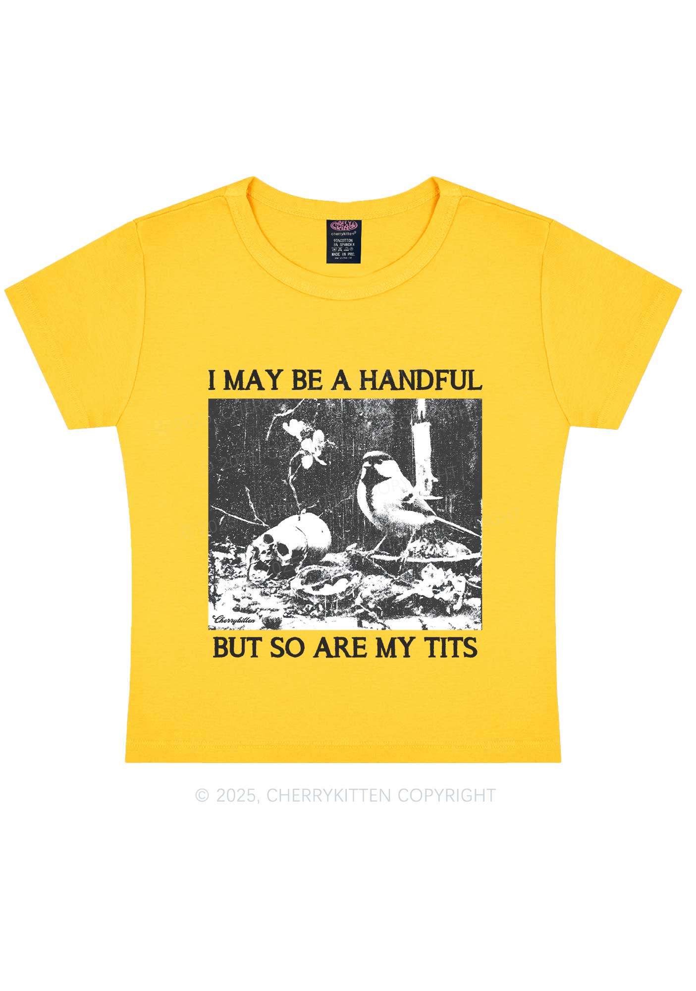 Halloween I May Be A Handful Y2K Baby Tee Cherrykitten