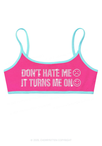 Rhinestone Dont Hate Me Y2K Super Crop Cami Cherrykitten
