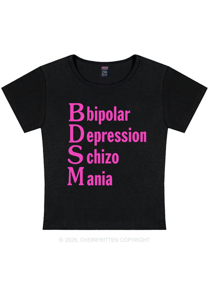 Bipolar Depression Schizo Mania Y2K Baby Tee Cherrykitten