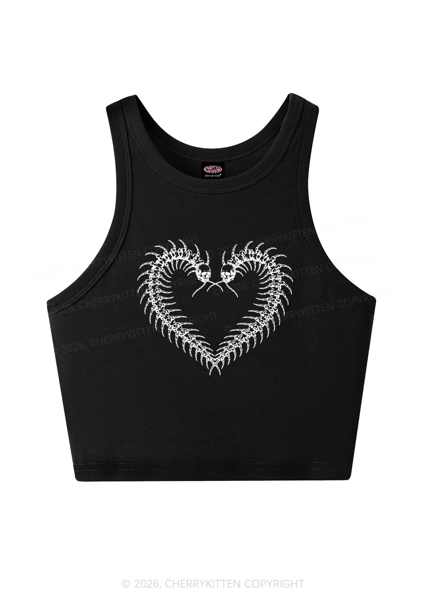 Halloween Centipede Heart Shape Y2K Crop Tank Top Cherrykitten