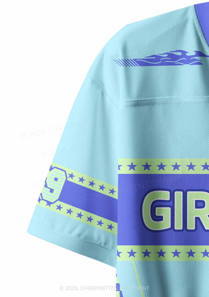 Blue Girl Kisser Pride Y2K Crop Sport Jersey Shirts Cherrykitten