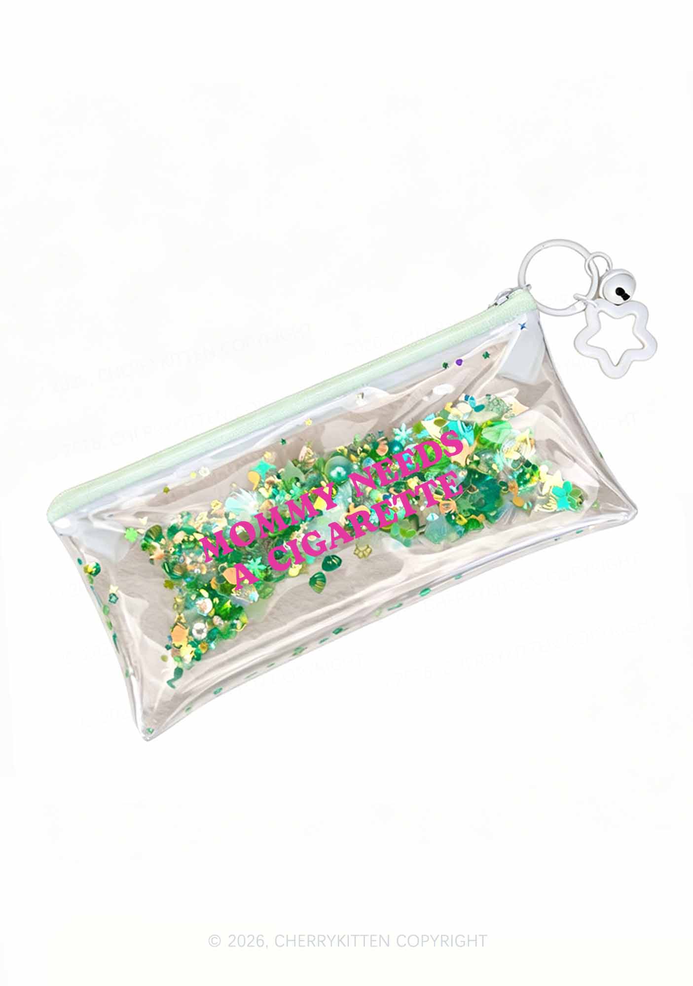 Mommy Needs A Cigarette Y2K Quicksand Transparent Pencil Pouch Cherrykitten