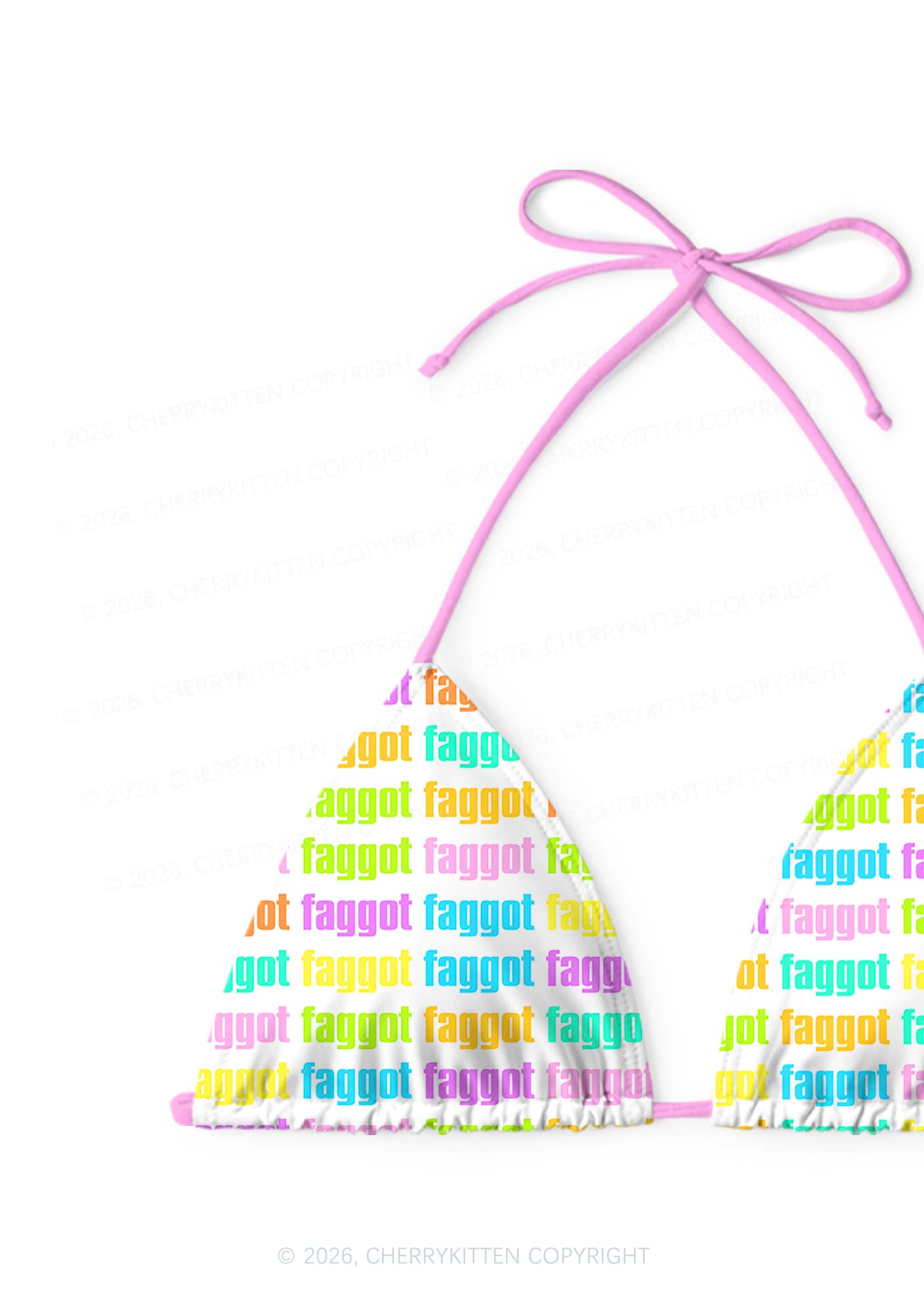 Rainbow Faggot Slogan Pride Y2K Print Bikini Set Cherrykitten