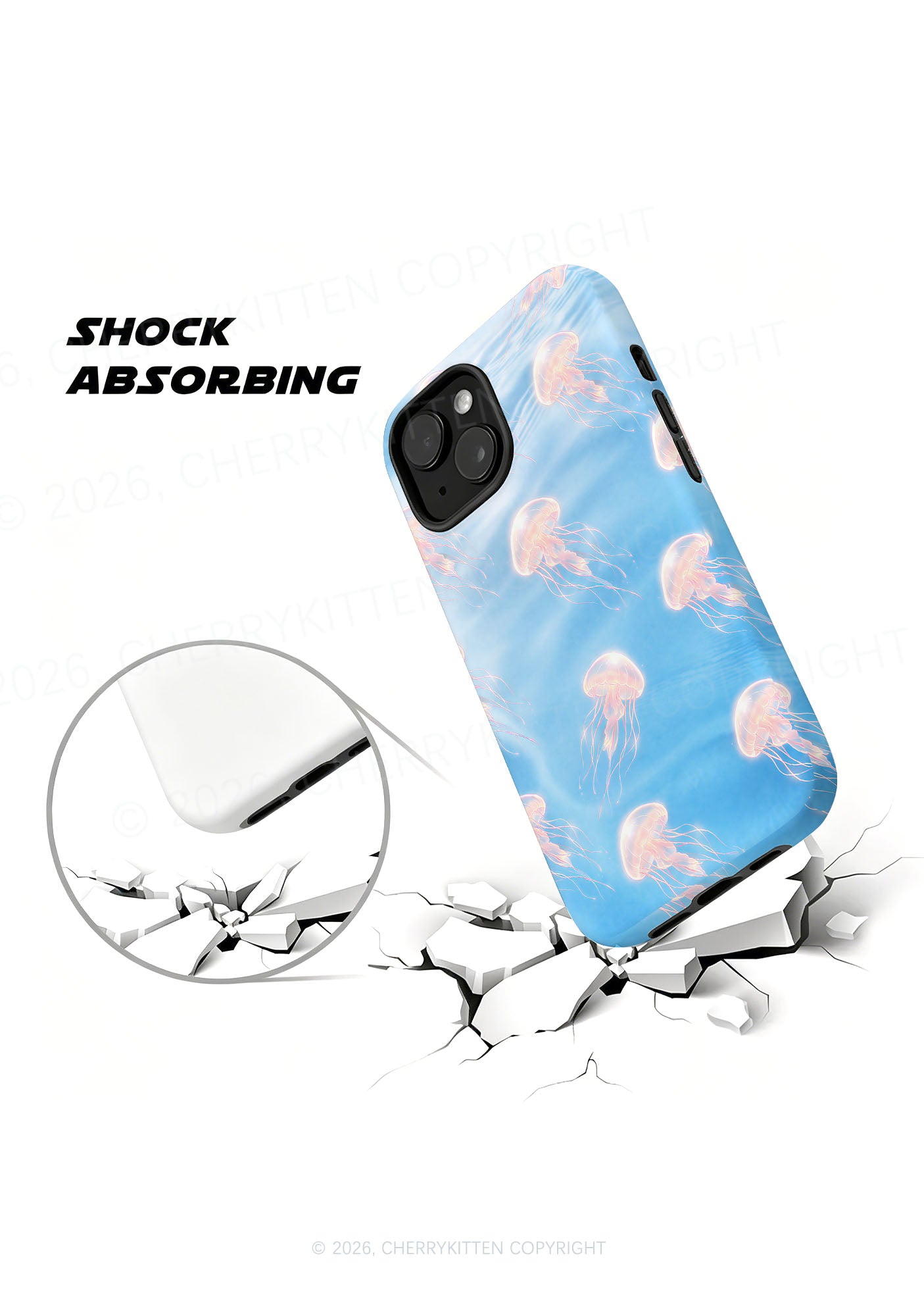 Pink Jellyfish Underwater Y2K Phone Case Cherrykitten