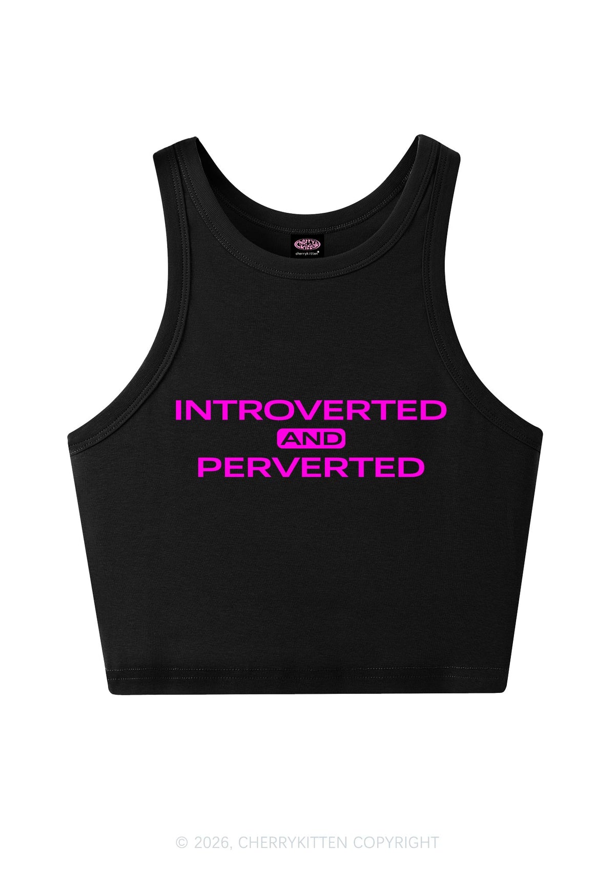 Introverted And Perverted Y2K Crop Tank Top Cherrykitten