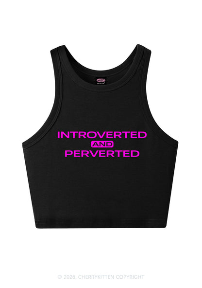 Introverted And Perverted Y2K Crop Tank Top Cherrykitten