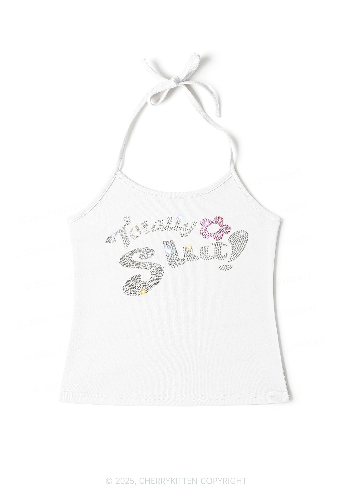 Rhinestone Totally Slxt Y2K Halter Neck Cami Cherrykitten