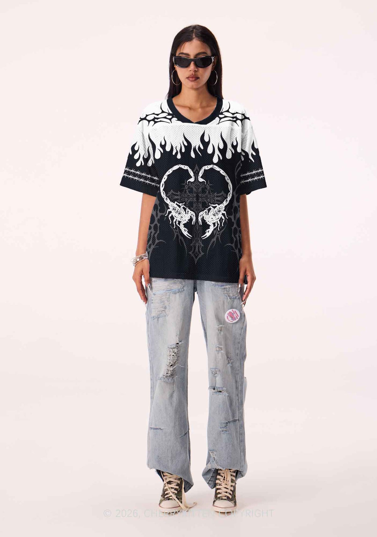 Skull Scorpion Heart Y2K Sport Jersey Shirts Cherrykitten