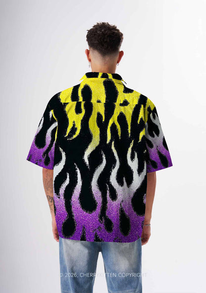 Nonbinary Flame Pride Y2K Print Hawaiian Shirt Cherrykitten