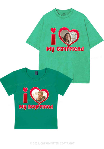 Custom BF GF Red Heart Y2K Valentine's Day Couple Shirt Cherrykitten