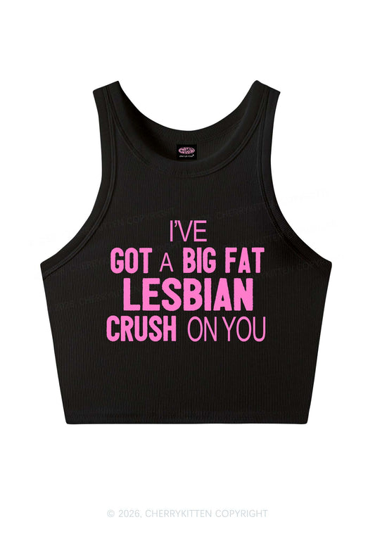 Big Fat Lesbian Crush Pride Y2K Crop Tank Top Cherrykitten