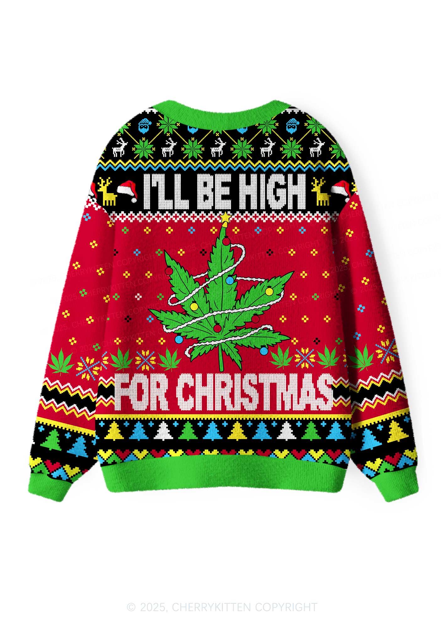 I Be High Y2K Christmas Cardigan Knit Sweatshirt Cherrykitten