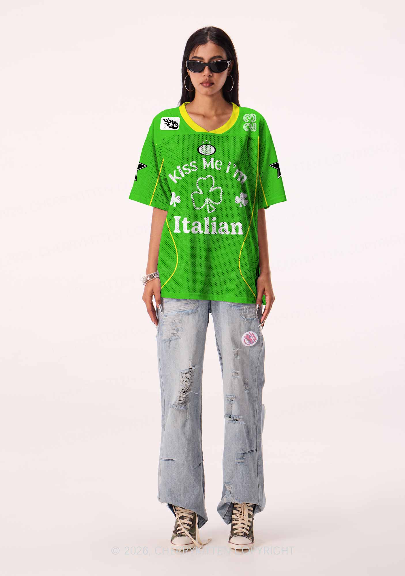 Custom Kiss Me Im Italian St Patricks Y2K Sport Jersey Shirts Cherrykitten