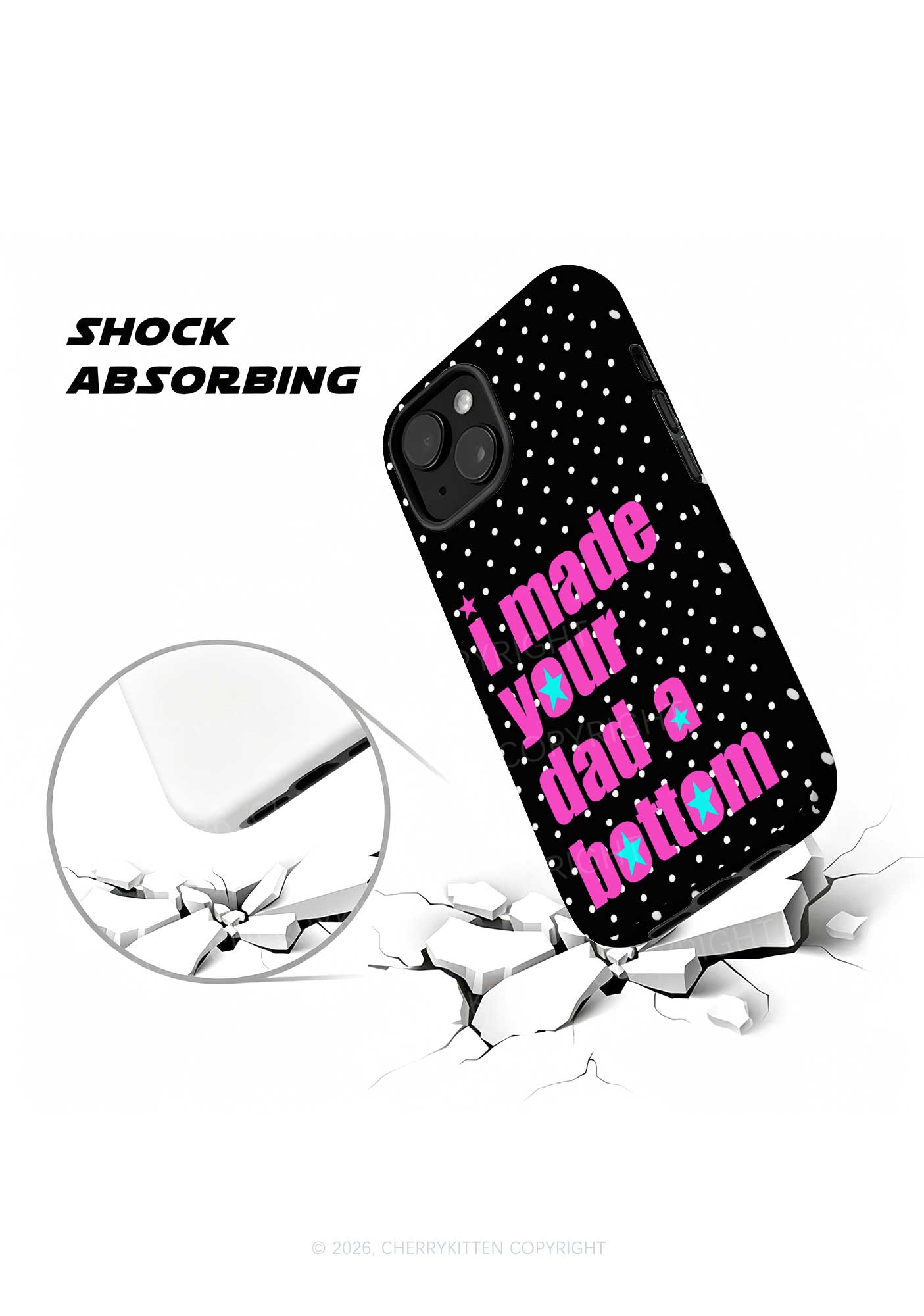 Black Made Your Dad Bottom Y2K Phone Case Cherrykitten