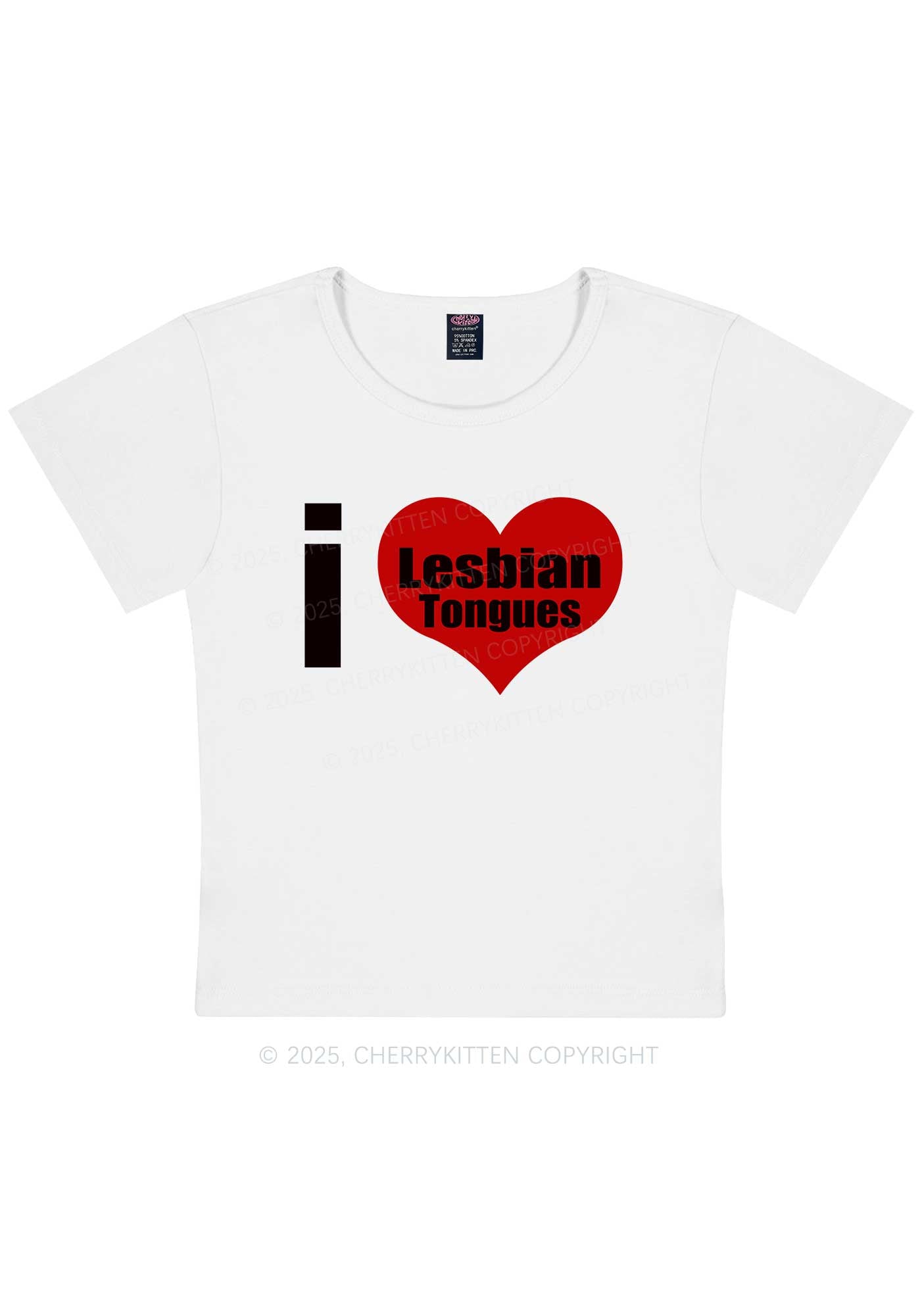 I Love Lesbian Tongues Y2K Baby Tee Cherrykitten