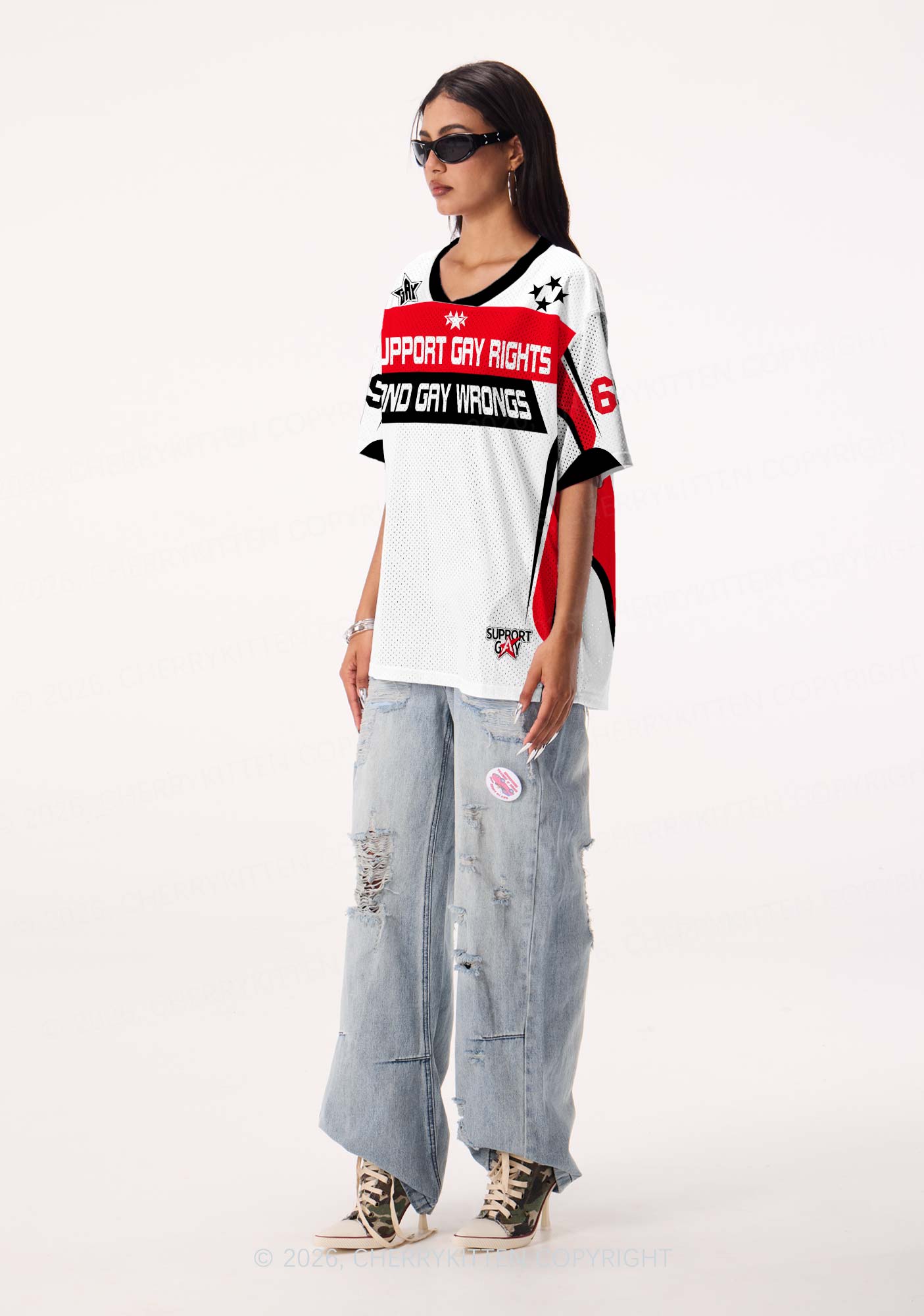 I Support Gay Rights Pride Y2K Sport Jersey Shirts Cherrykitten