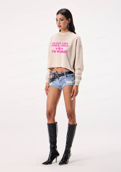 Im Worse Y2K Crop Washed Sweatshirts Cherrykitten