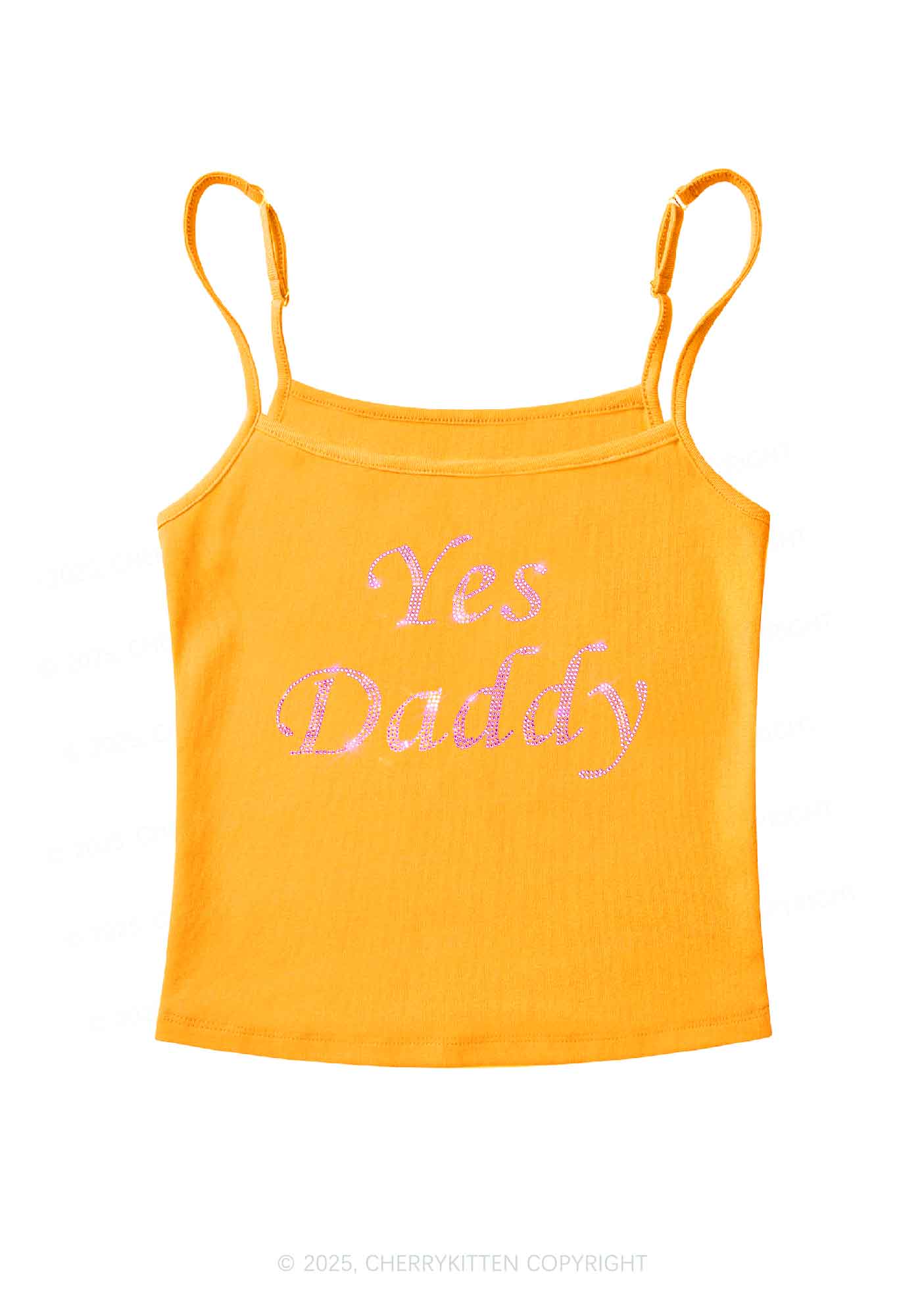 Rhinestone Yes Daddy Y2K Spaghetti Strap Cami Cherrykitten