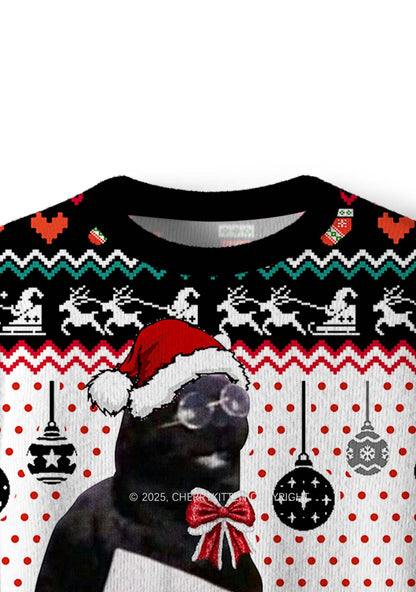 Here Youre A Bixxh Y2K Christmas Knit Sweatshirt Cherrykitten