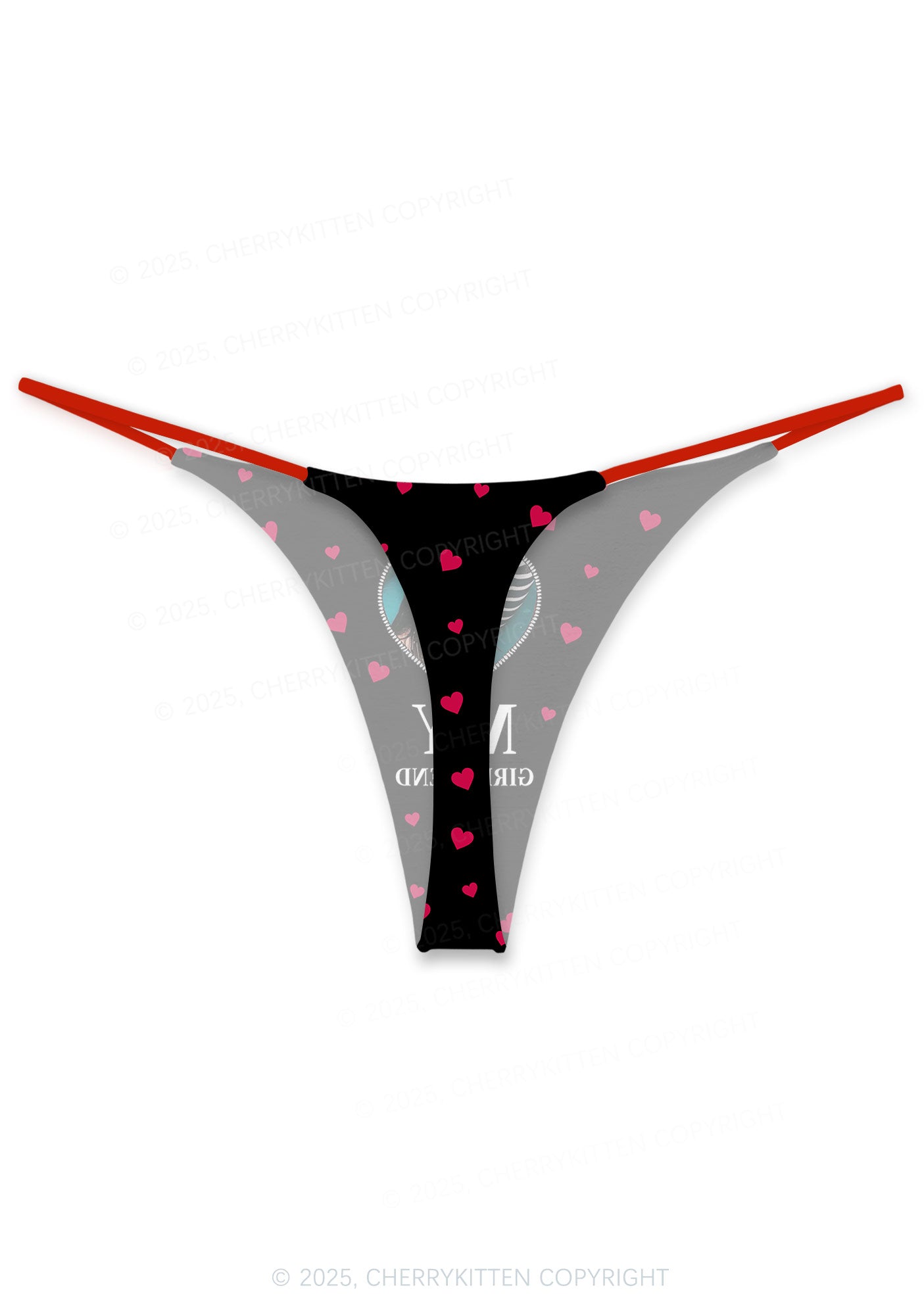 Custom I Love My GF BF Valentine's Day Y2K Print Couples Thong Set Cherrykitten