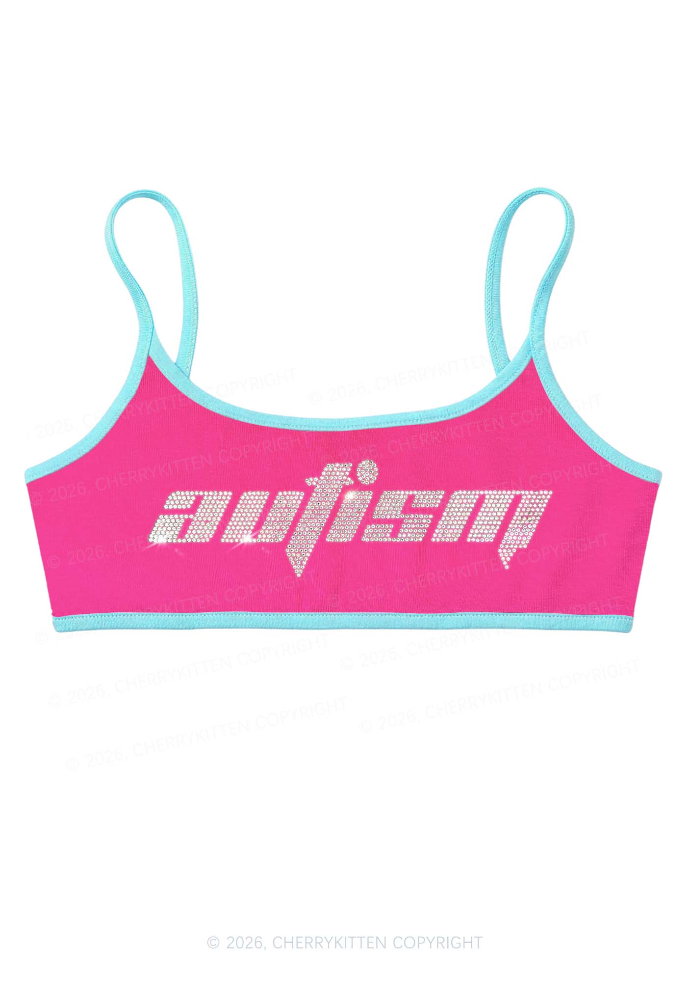 Rhinestone Autism Y2K Super Crop Cami Cherrykitten