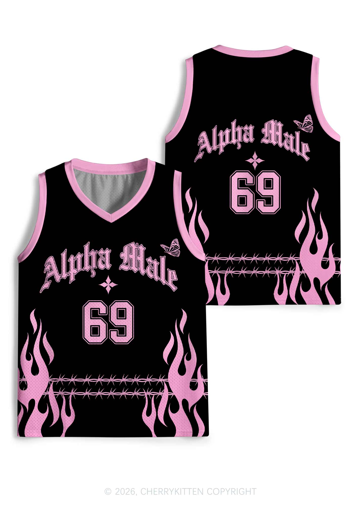 Pink Alpha Male Butterfly Pride Y2K Sport Jersey Tank Cherrykitten