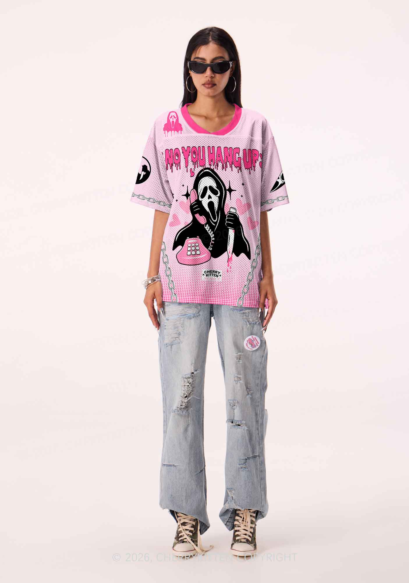 Halloween Pink No You Hang Up Y2K Sport Jersey Shirts Cherrykitten