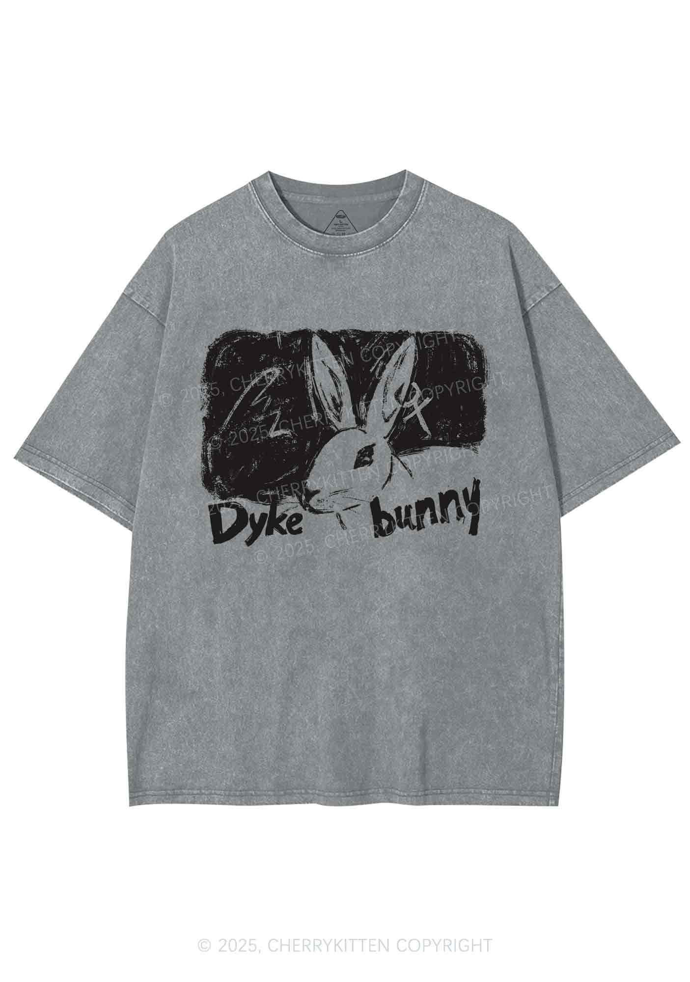 Dyke Bunny Y2K Shirts Washed Tee Cherrykitten