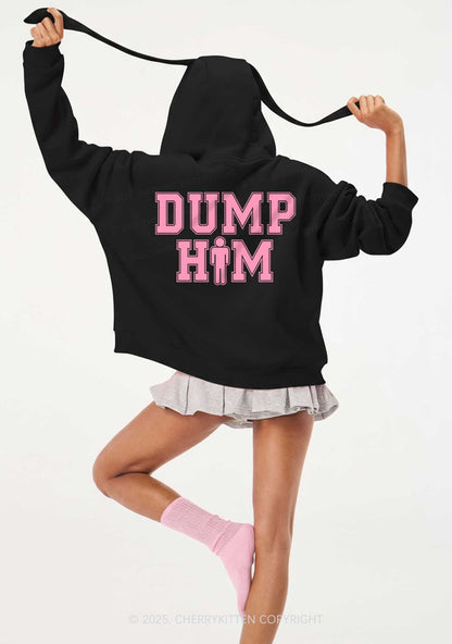 Dump Him Y2K Bunny Ear Zip Hoodie Cherrykitten