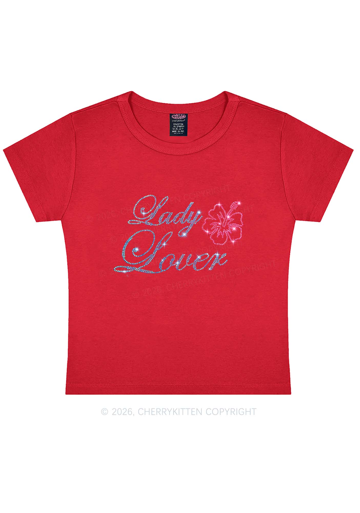 Rhinestone Lady Lover Pride Y2K Baby Tee Cherrykitten