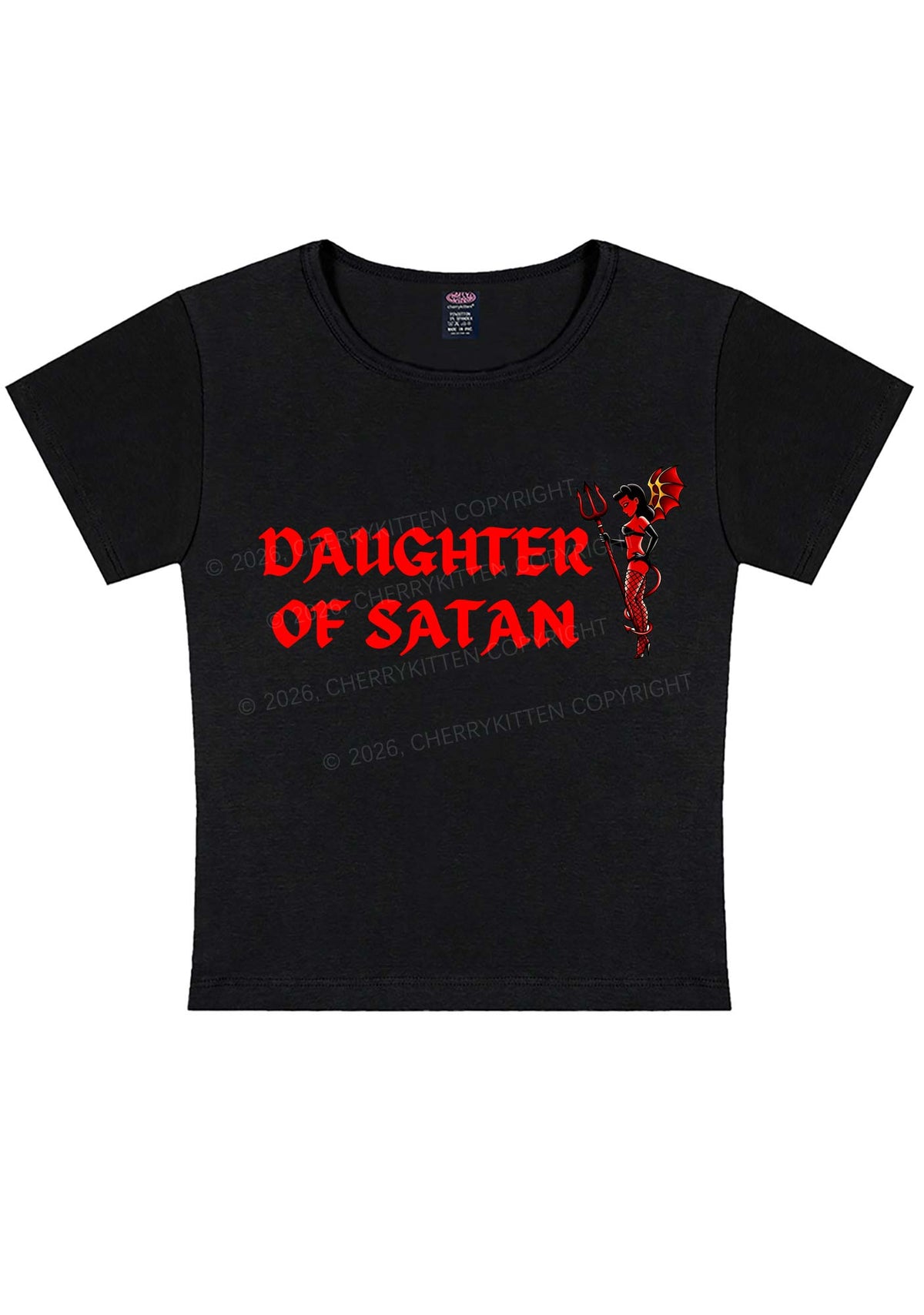 Halloween Daughter Of Satan Y2K Baby Tee Cherrykitten