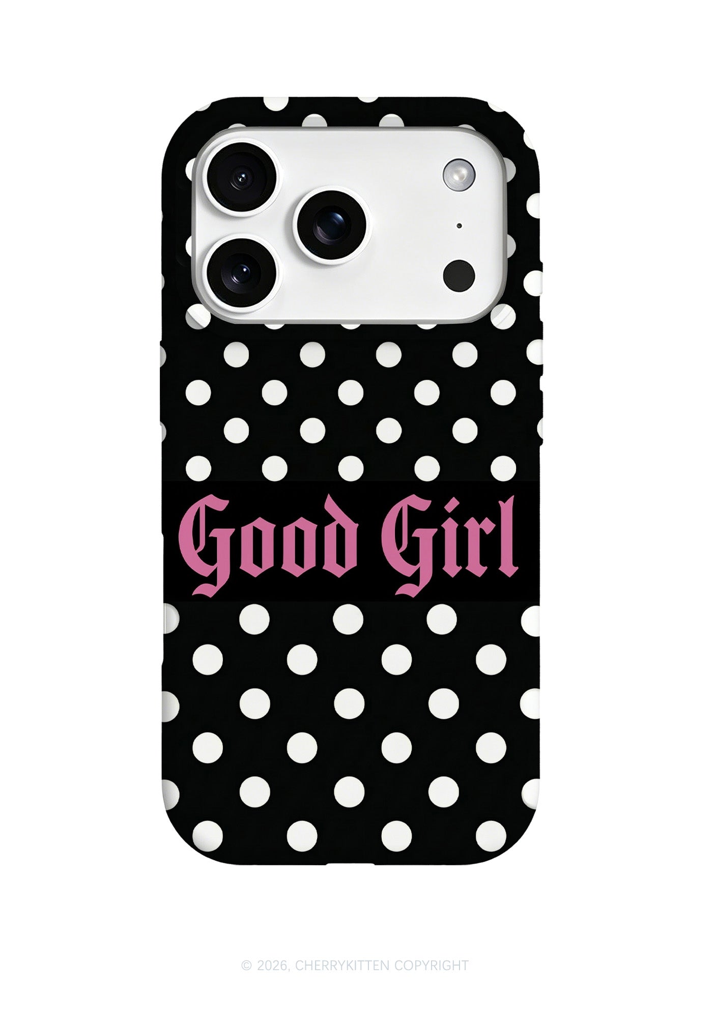 Good Girl White Dots On Black Y2K Phone Case Cherrykitten
