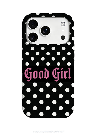Good Girl White Dots On Black Y2K Phone Case Cherrykitten