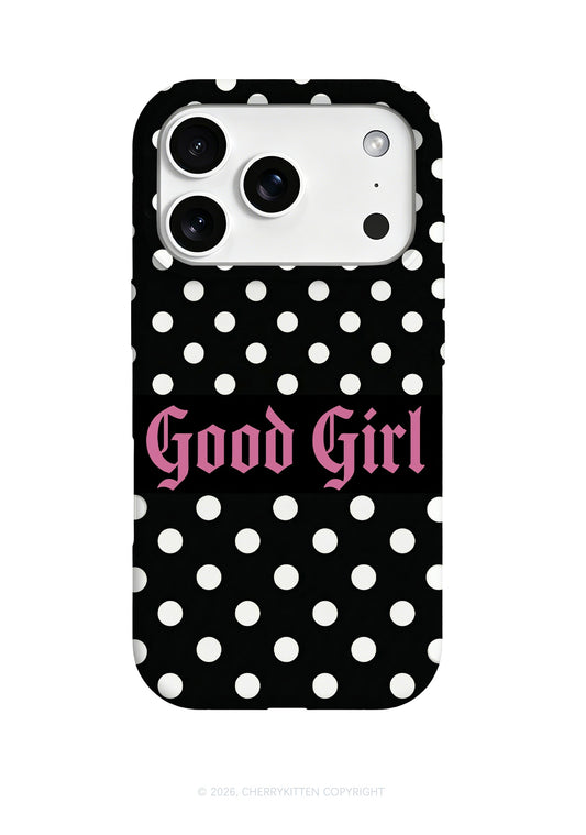 Good Girl White Dots On Black Y2K Phone Case Cherrykitten