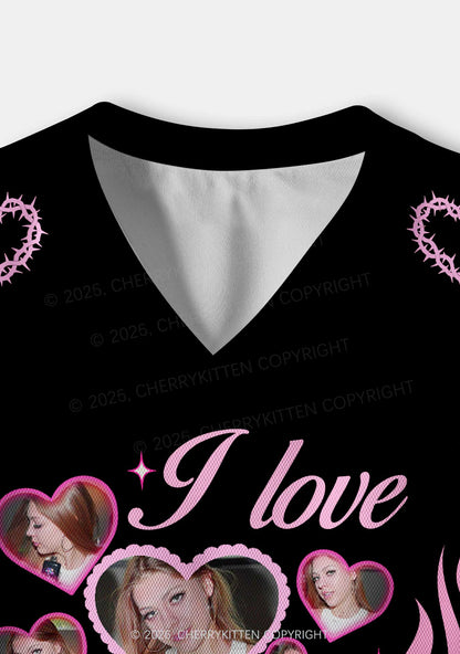 Custom Photos Pink Flame I Love My GF BF Y2K Crop Sport Jersey Shirts Cherrykitten