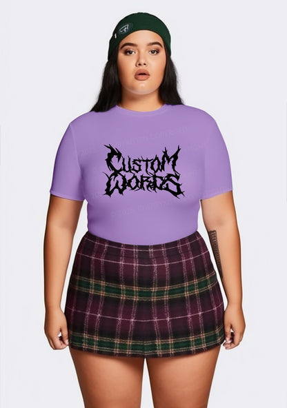 Curvy Custom Text Punk Font Y2K Baby Tee Cherrykitten