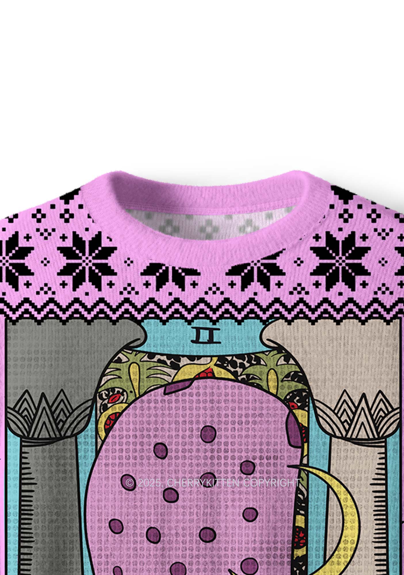 High Priestess Cat Y2K Christmas Knit Sweatshirt Cherrykitten